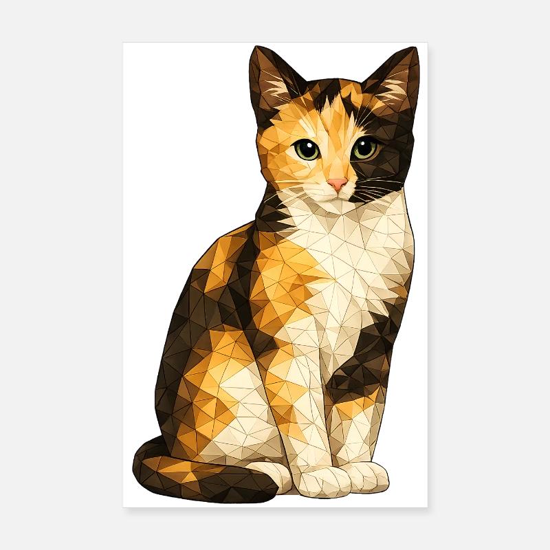 Emmi Polygon Chat Mignonnerie Géométrique Poster 20 x 30 cm