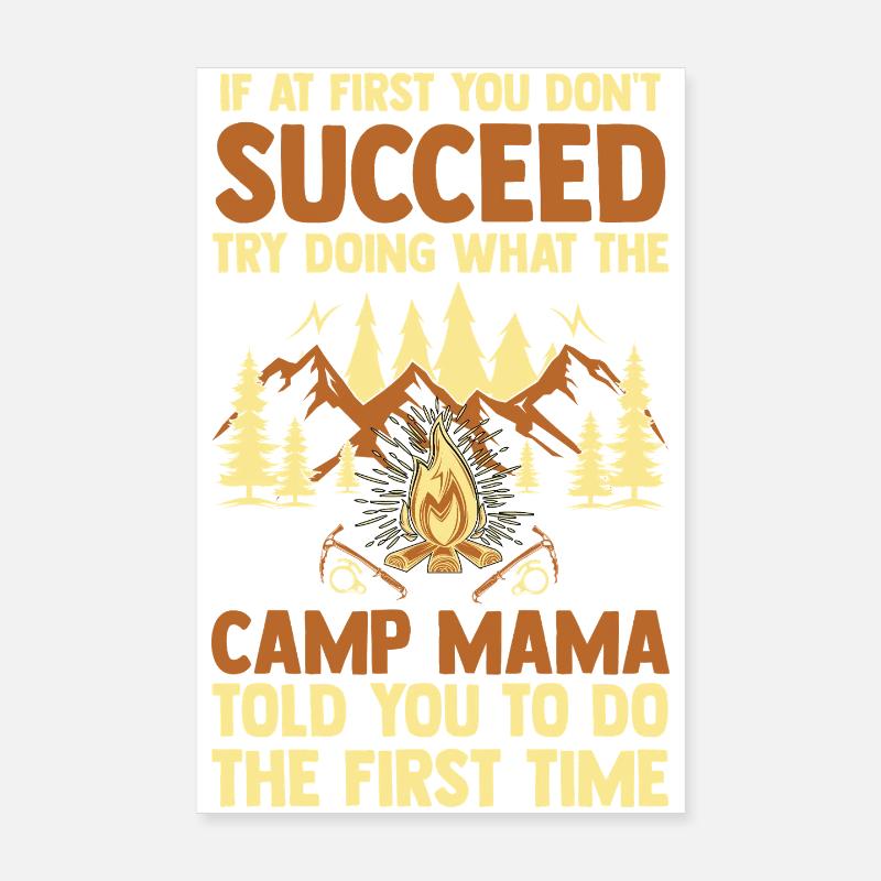 Camping Maman Mère Vie Forêt Campeuse Poster 20 x 30 cm