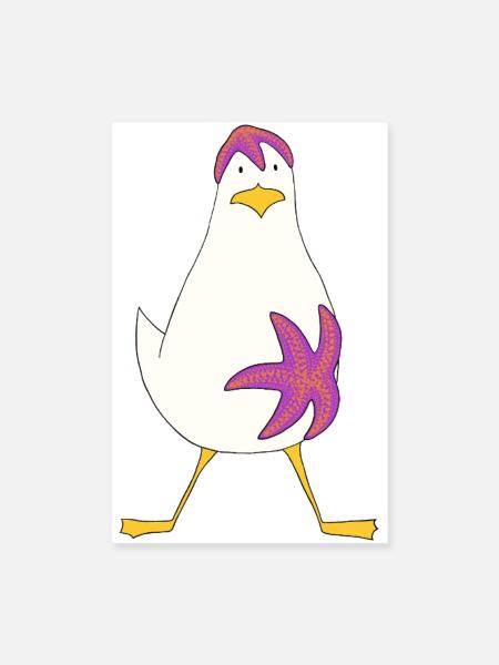 Seestern-Möwe, ich hänge an dir... - Poster 20x30 cm - Weiß