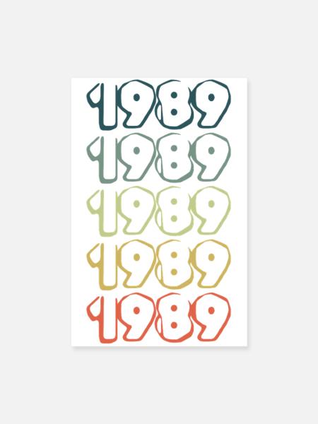 Jahrgang 1989 - Poster 20x30 cm - Weiß - Vorne