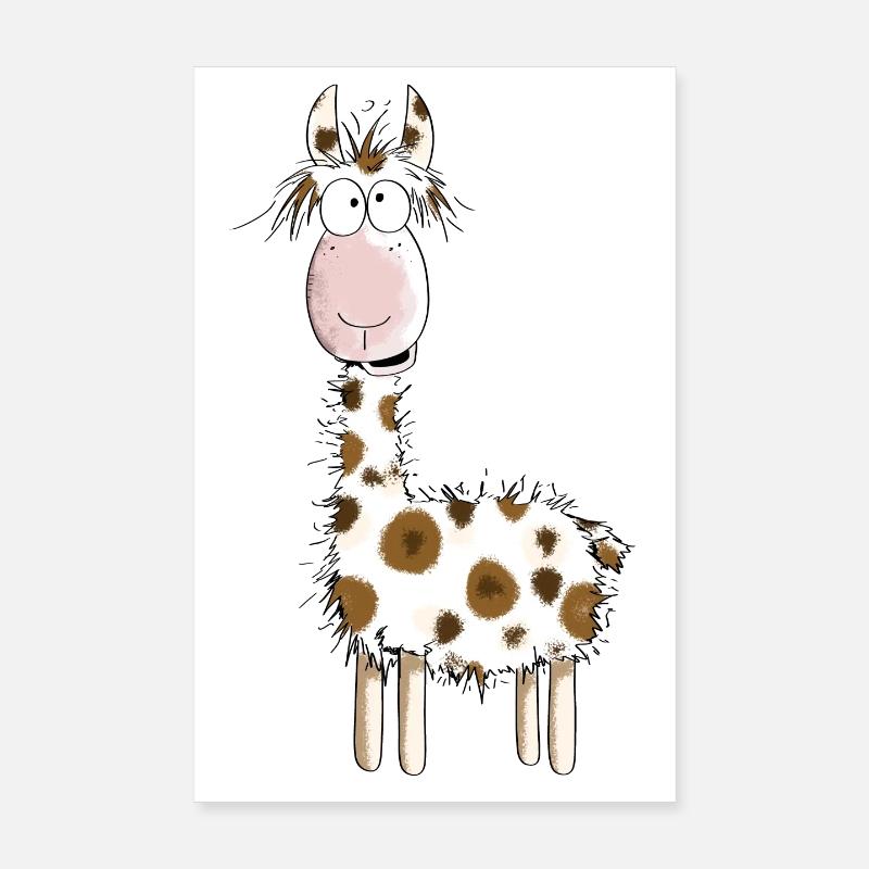 Crazy Lama - Lamas - Alpaka - Comic - Geschenk Poster 20x30 cm