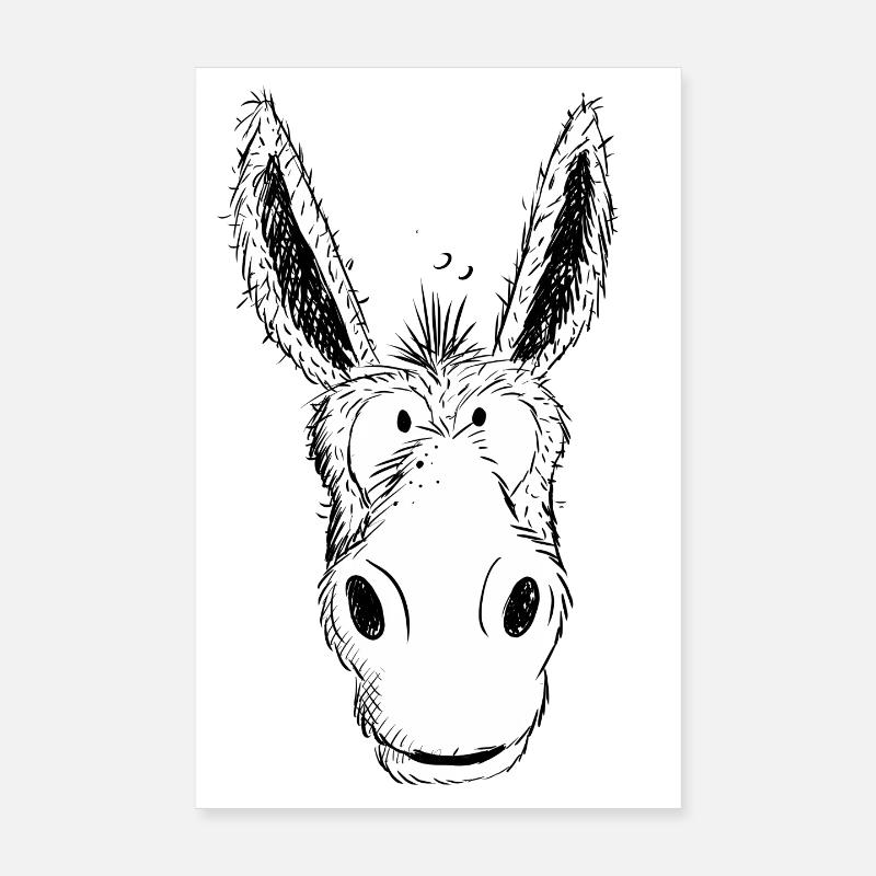 Esel Freut Sich I Eselskopf Comic I IA Poster 20x30 cm