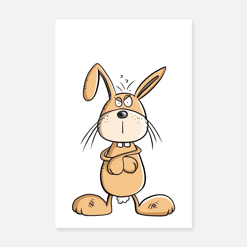 NÖ Hase Comic Ostern Geschenk - Poster 20x30 cm - Weiß