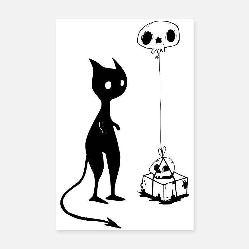 Cat gift skull devil evil Poster 8" x 12" (20x30 cm)