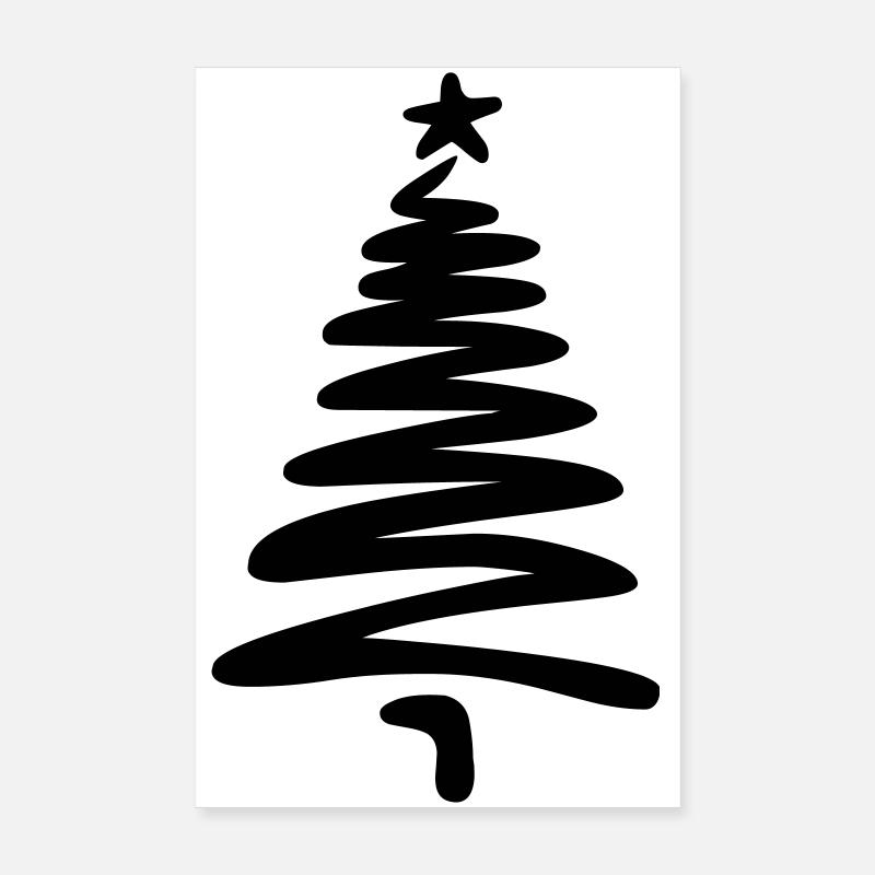 Christmas tree linear hand-drawn Poster 8" x 12" (20x30 cm)