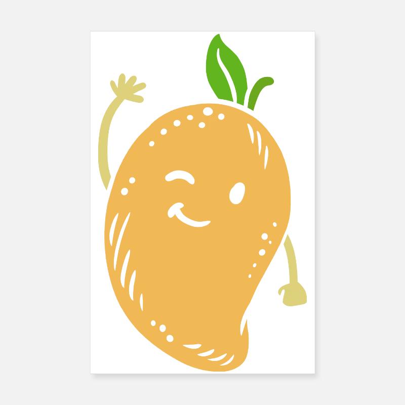 Mango Obst Kawaii - Poster 20x30 cm - Weiß