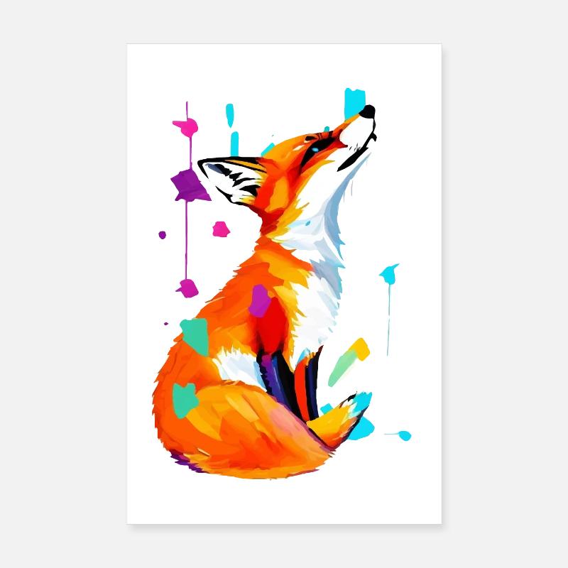 Color Explosion Fox Poster 8" x 12" (20x30 cm)