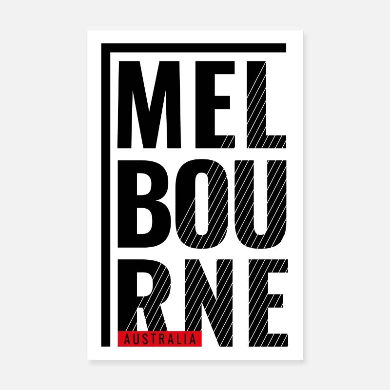 Melbourne Australien Typografie Design - Poster 20x30 cm - Weiß