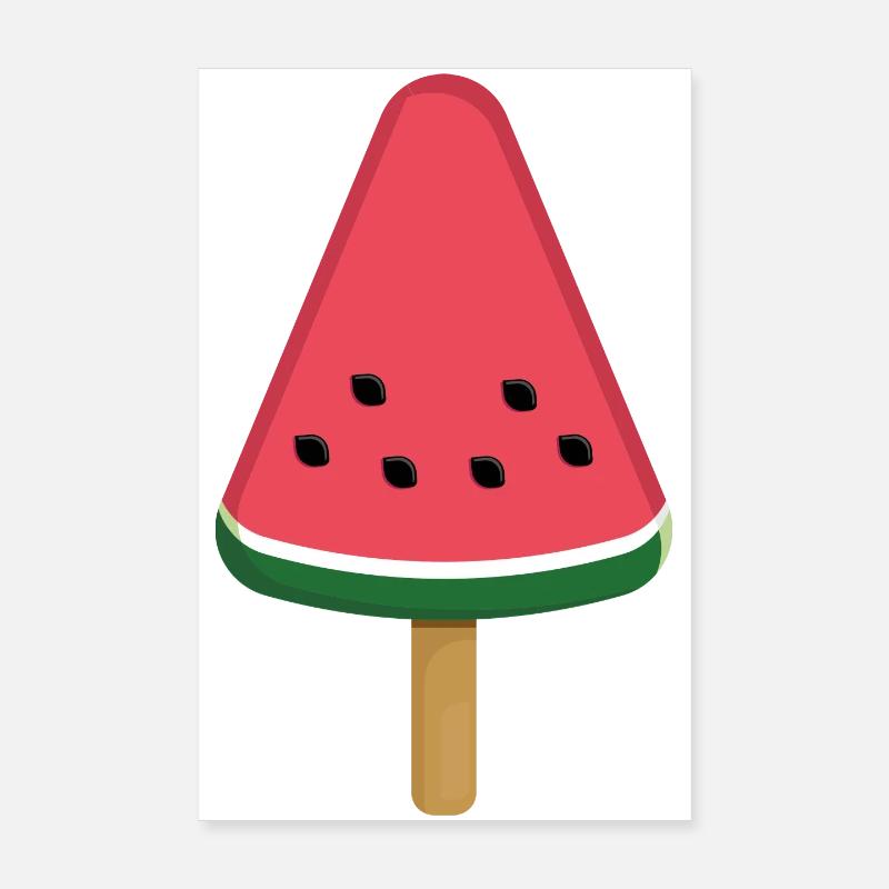 Wassermelonen-Eis am Stiel-Scheibe - Poster 20x30 cm - Weiß