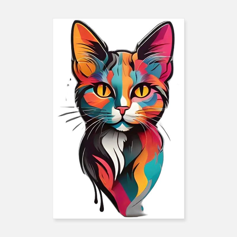 Visage de chat coloré Poster 20 x 30 cm