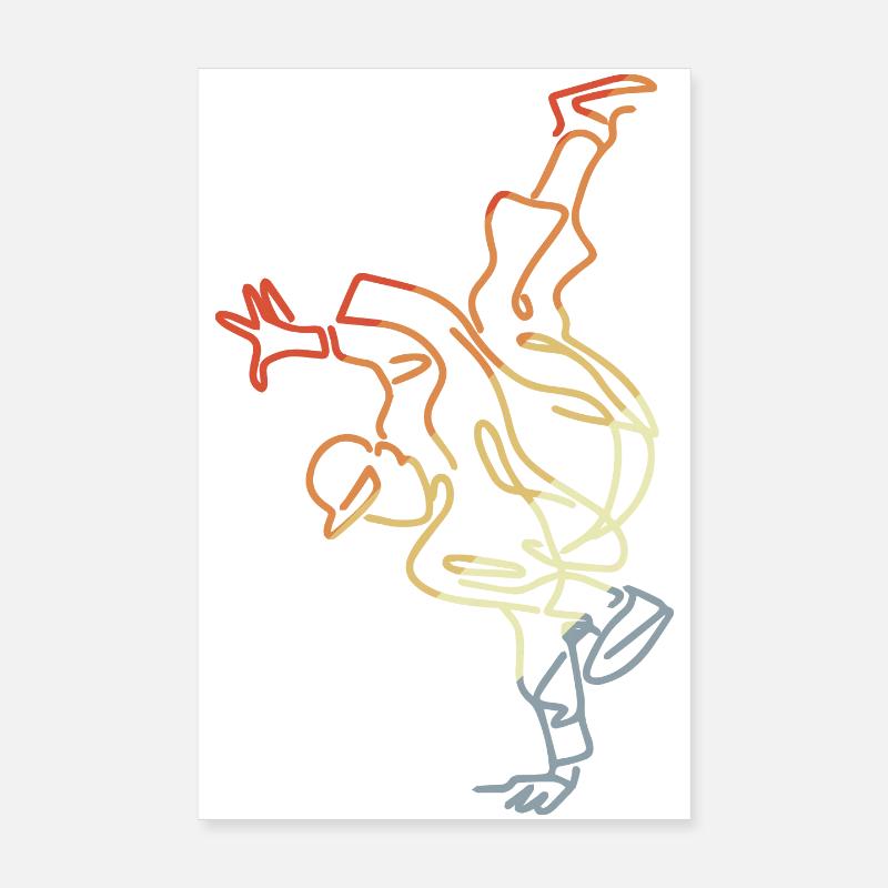 Vintage Breakdancing Boy Drawing Poster 8" x 12" (20x30 cm)