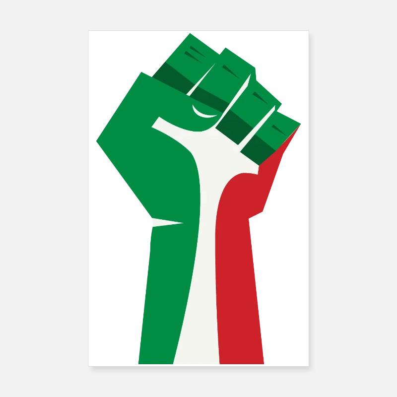 Le poing levé (vert, blanc, rouge) Poster 20 x 30 cm