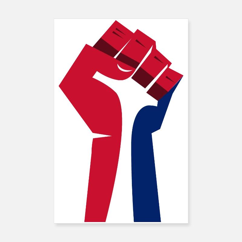 Le poing levé (rouge, blanc, bleu) Poster 20 x 30 cm