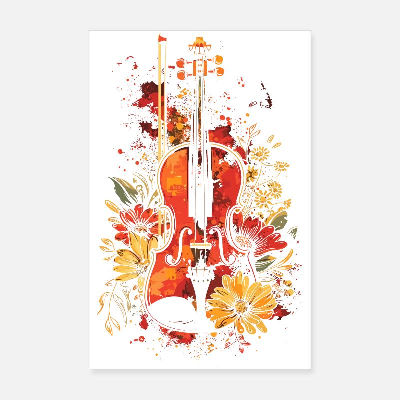 Dessin animé de violon - Poster 20 x 30 cm - blanc