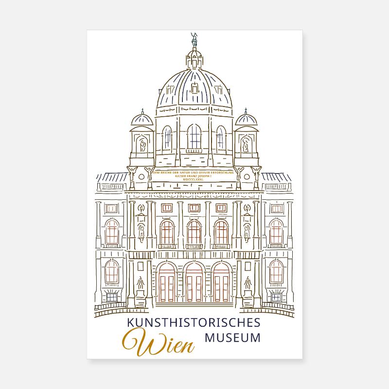Vienna, Kunstmuseum KHM, Hand Drawing Austria Poster 8" x 12" (20x30 cm)