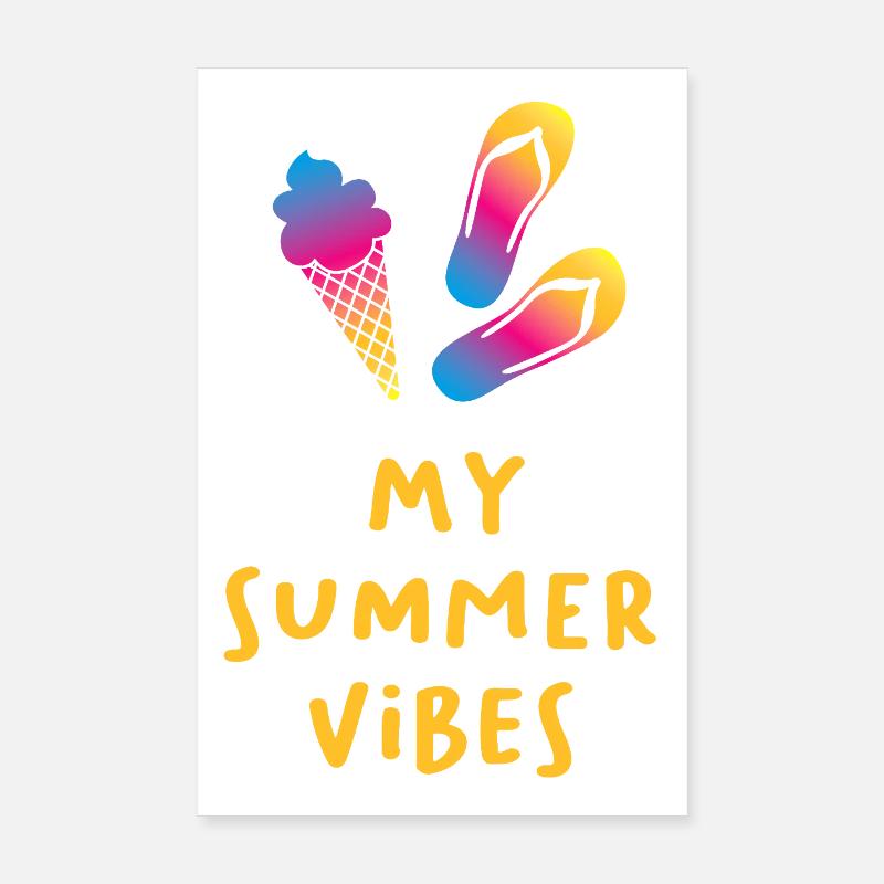 Summer Vibes Eis Flip Flops Quote Sommer Urlaub Poster 20x30 cm