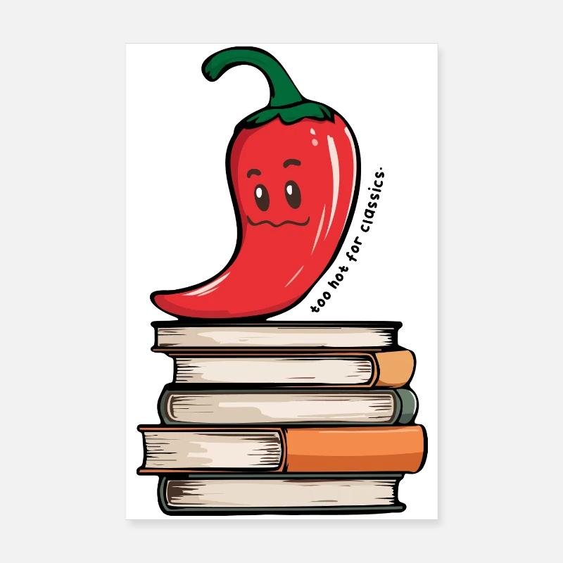 Lectures à chaud | Drôle de chili BookTok Design - Poster 20 x 30 cm - blanc