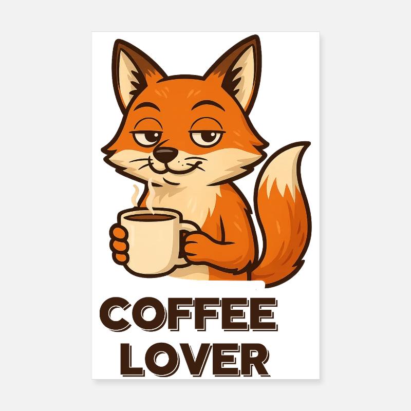 Coffee-loving fox Poster 8" x 12" (20x30 cm)