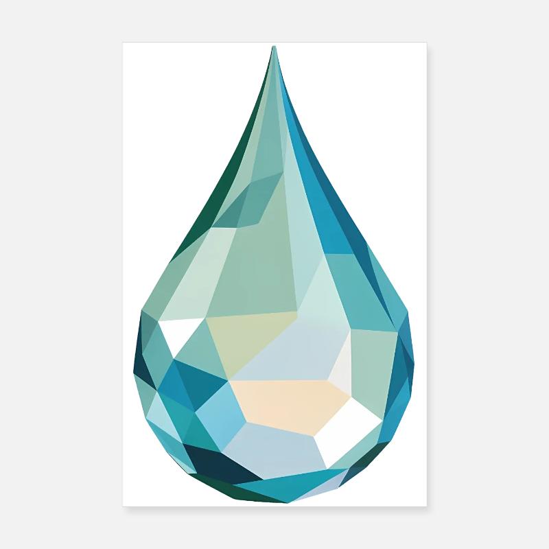 Wassertropfen - Cooles Low Poly Logo Poster 20x30 cm