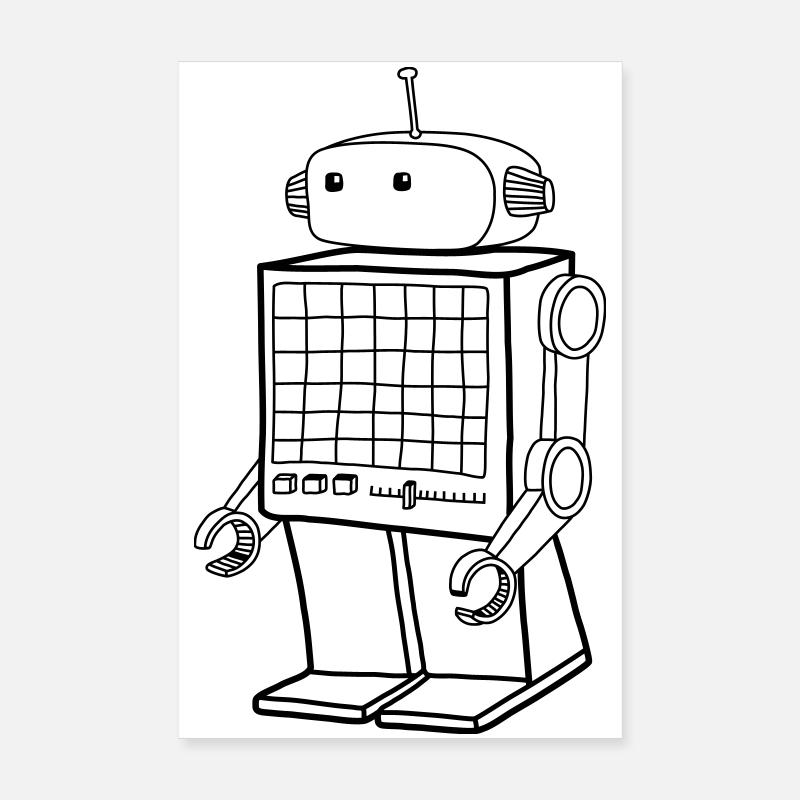 Retro Roboter – Vintage KI Android Design Poster 20x30 cm