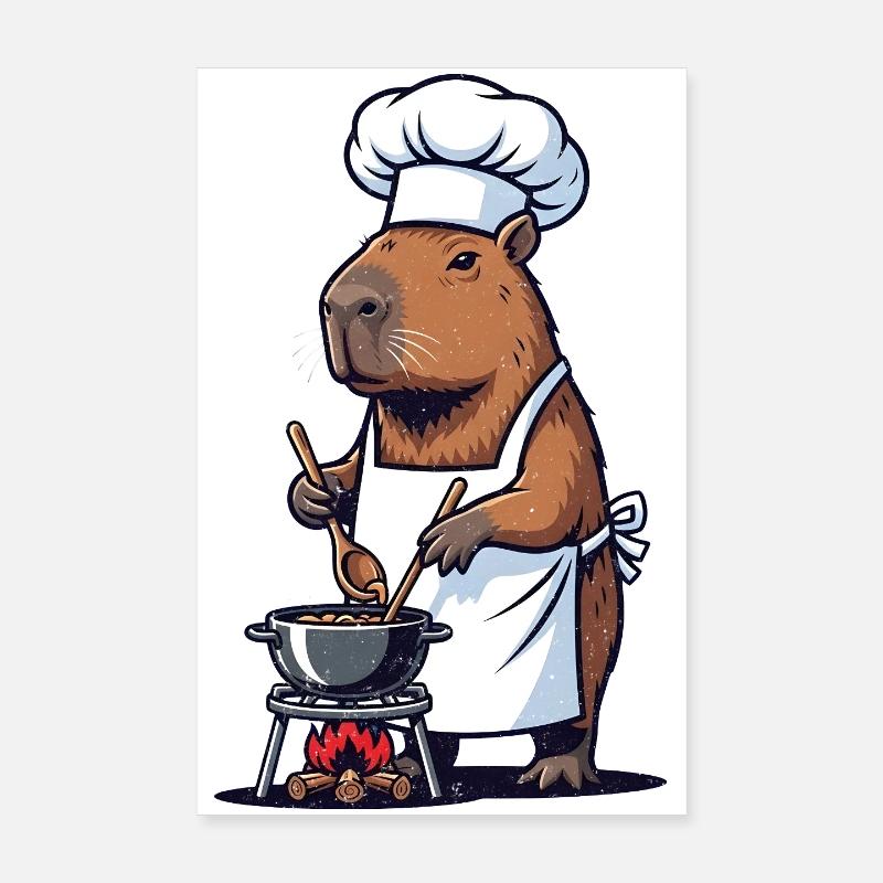 Chef Capybara Chef au Pot Poster 20 x 30 cm