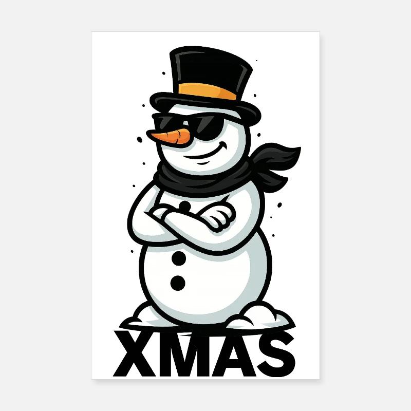 Dessin animé Cool Snowman Poster 20 x 30 cm