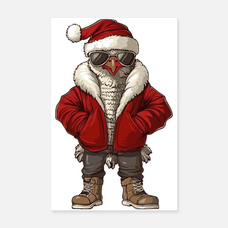 Dinde Noël Hiver Poster 20 x 30 cm