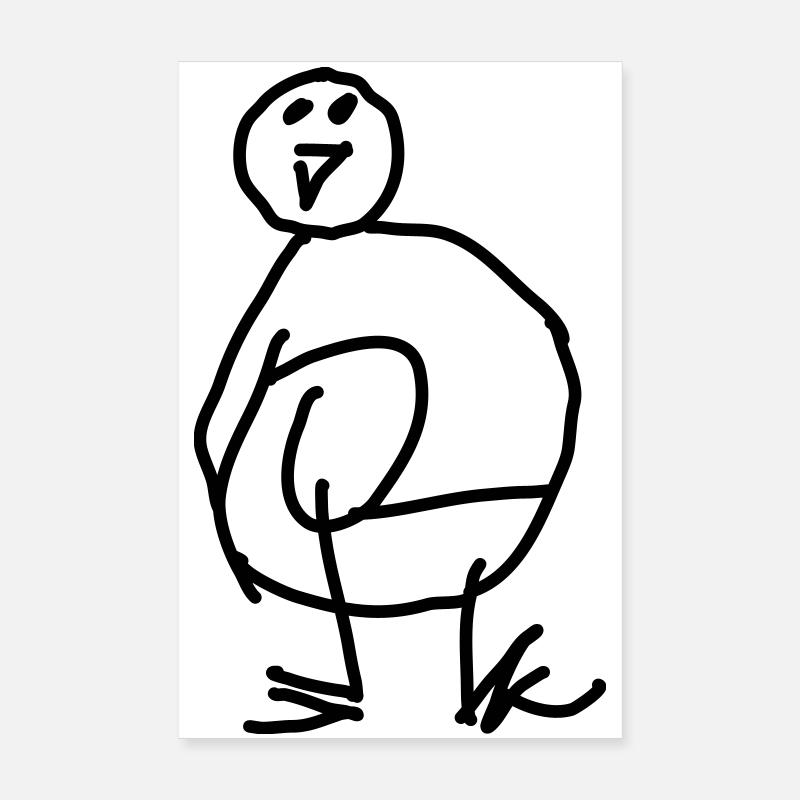 Kritzel Pinguin - Poster 20x30 cm - Weiß