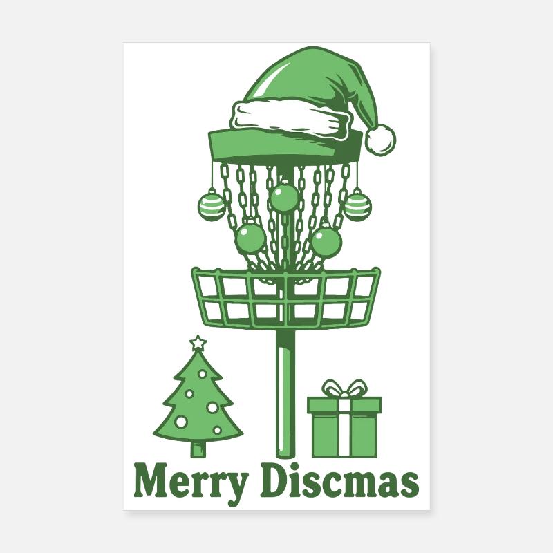 Joyeux sapin de Noël pour le panier de disc golf de Discsmas Poster 20 x 30 cm