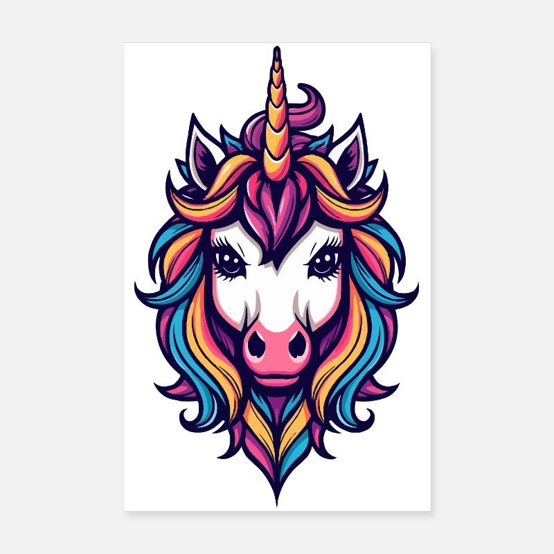 Rainbow Unicorn Head Poster 8" x 12" (20x30 cm)
