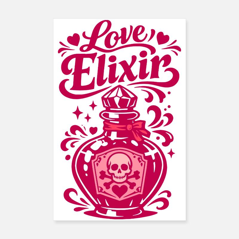 Bouteille de cœur Élixir d’Amour | La Saint-Valentin Poster 20 x 30 cm