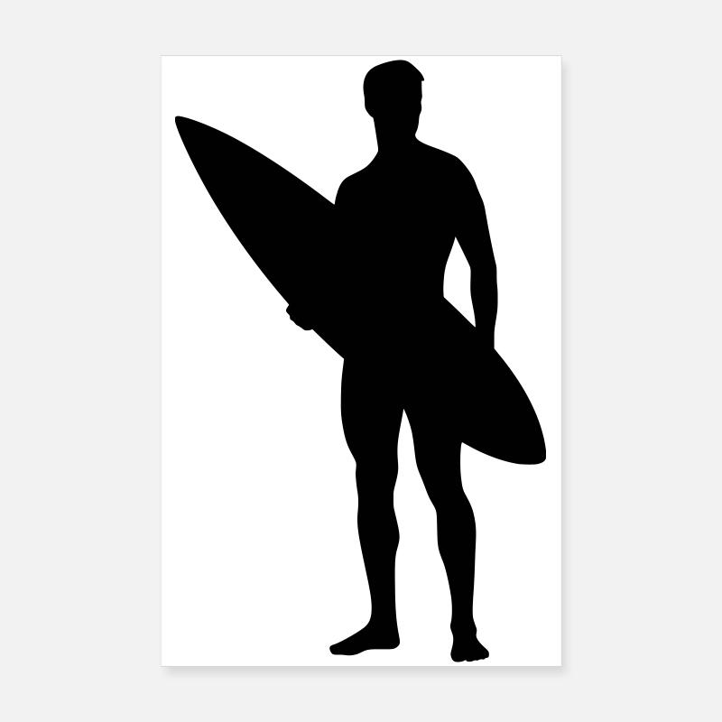Surfer Silhouette Minimal Poster 20x30 cm