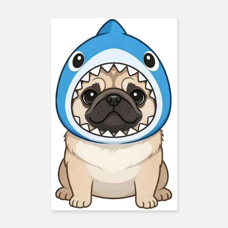 Carnaval de chiens carlins mignons Carnaval du Brésil Samba Poster 20 x 30 cm