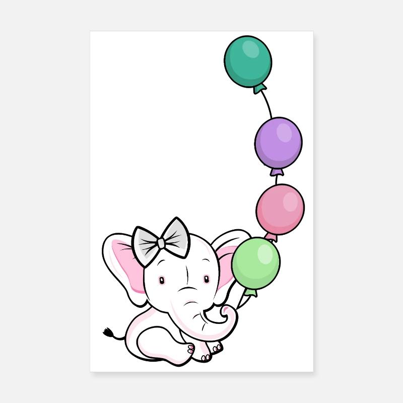 Balloon elephant with bow Poster 8" x 12" (20x30 cm)