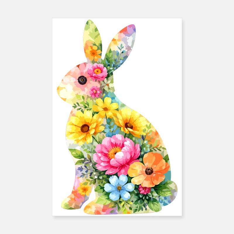 Silhouette aquarelle de Pâques de Bunny Poster 20 x 30 cm