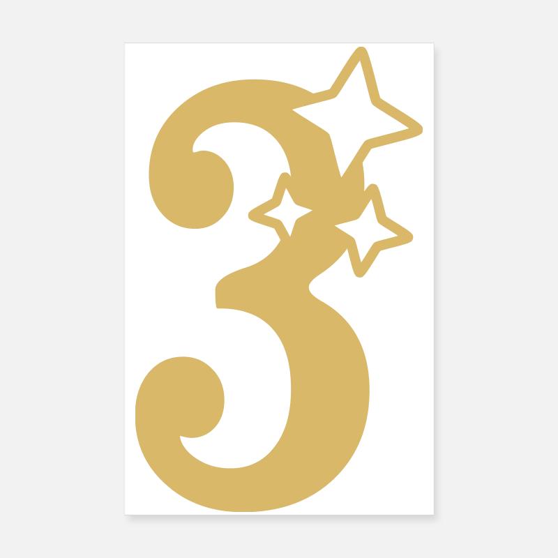 3 Year Anniversary 3rd Birthday Star Poster 8" x 12" (20x30 cm)