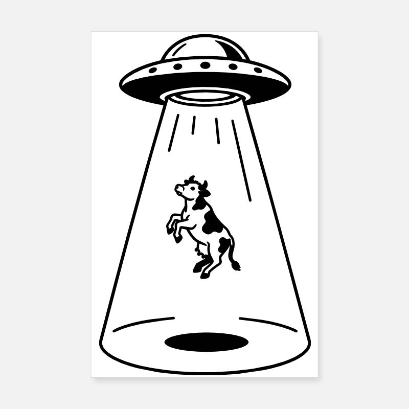 UFO mit Kuh Poster 20x30 cm