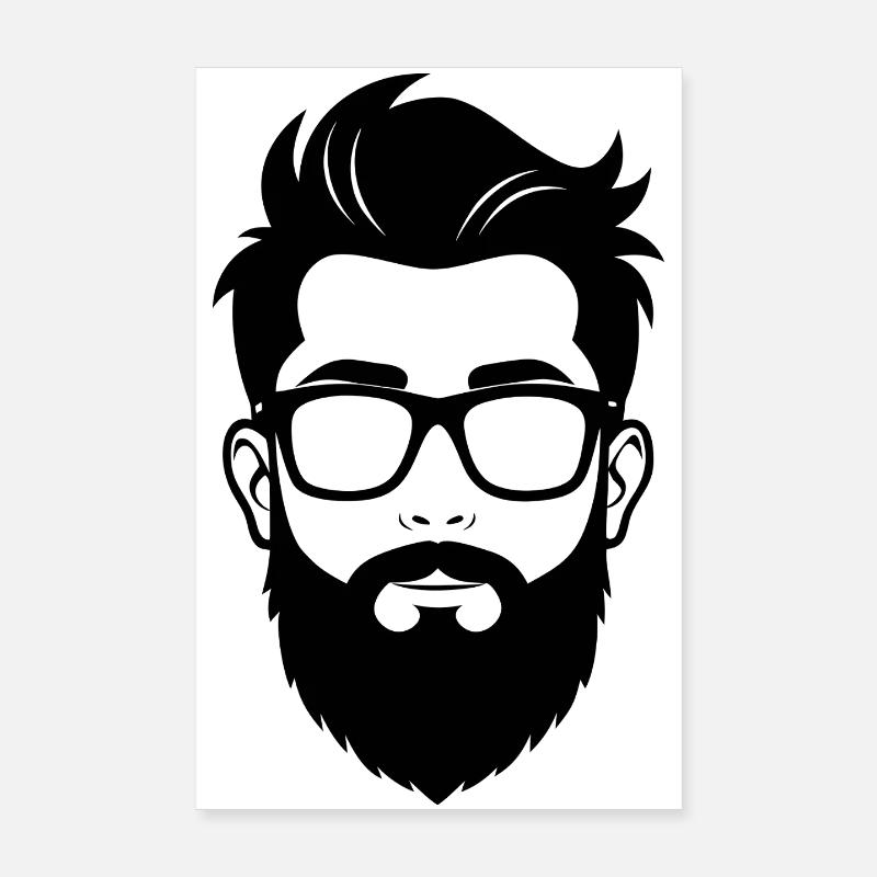 Bearded Hipster Man Poster 8" x 12" (20x30 cm)