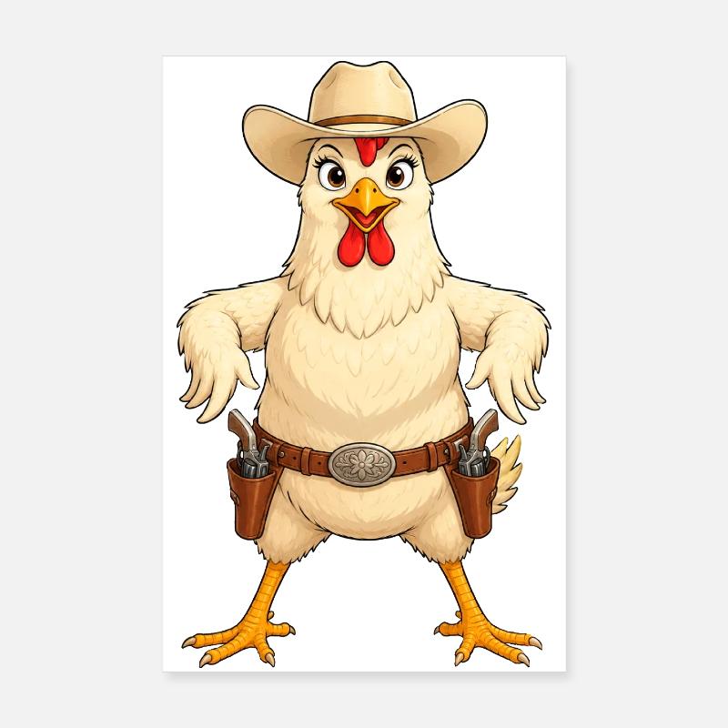 Chicken in Western Pose Poster 8" x 12" (20x30 cm)