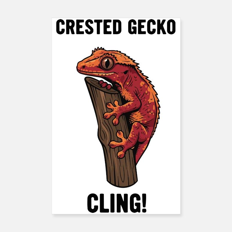 Gecko Crete Crested Cling Lizard Branch Poster 8" x 12" (20x30 cm)