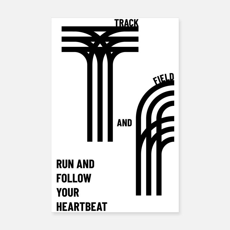 Track & Field Leichtathletik Herzschlag Spruch - Poster 20x30 cm - Weiß