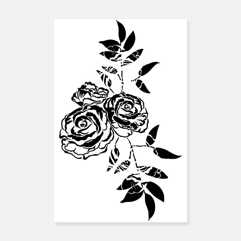Fleurs de rose Feuilles Poster 20 x 30 cm