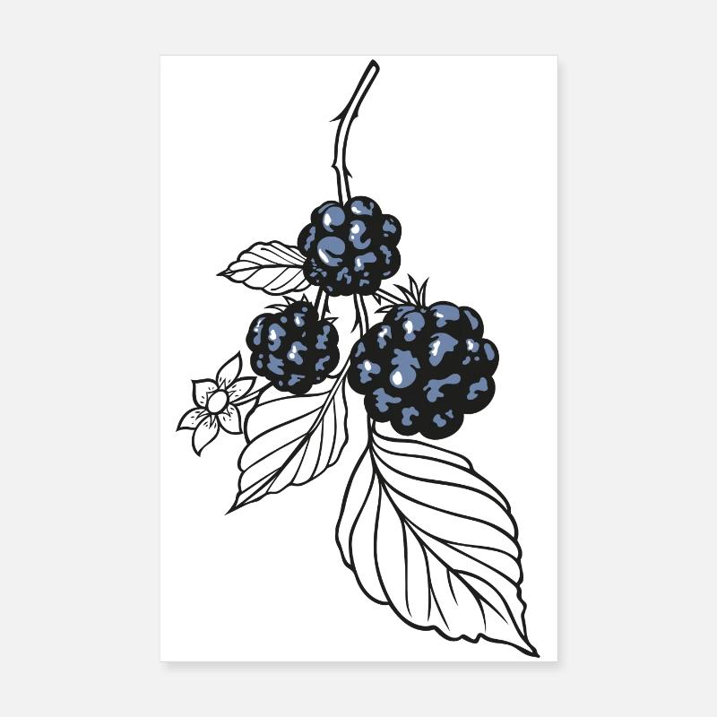 Brombeeren Herbst Sticker Poster 20x30 cm