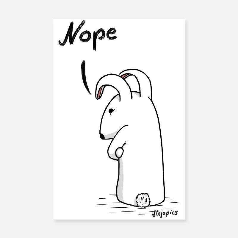 Grummelhase "Nope" - Poster 20x30 cm - Weiß
