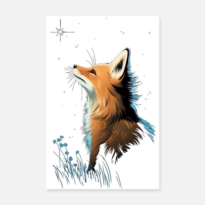 Fuchs mit Sternenhimmel Poster 20x30 cm