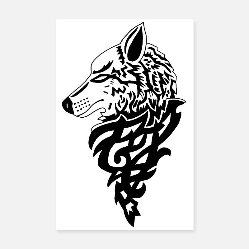 Loup noir génie de la forêt Poster 20 x 30 cm