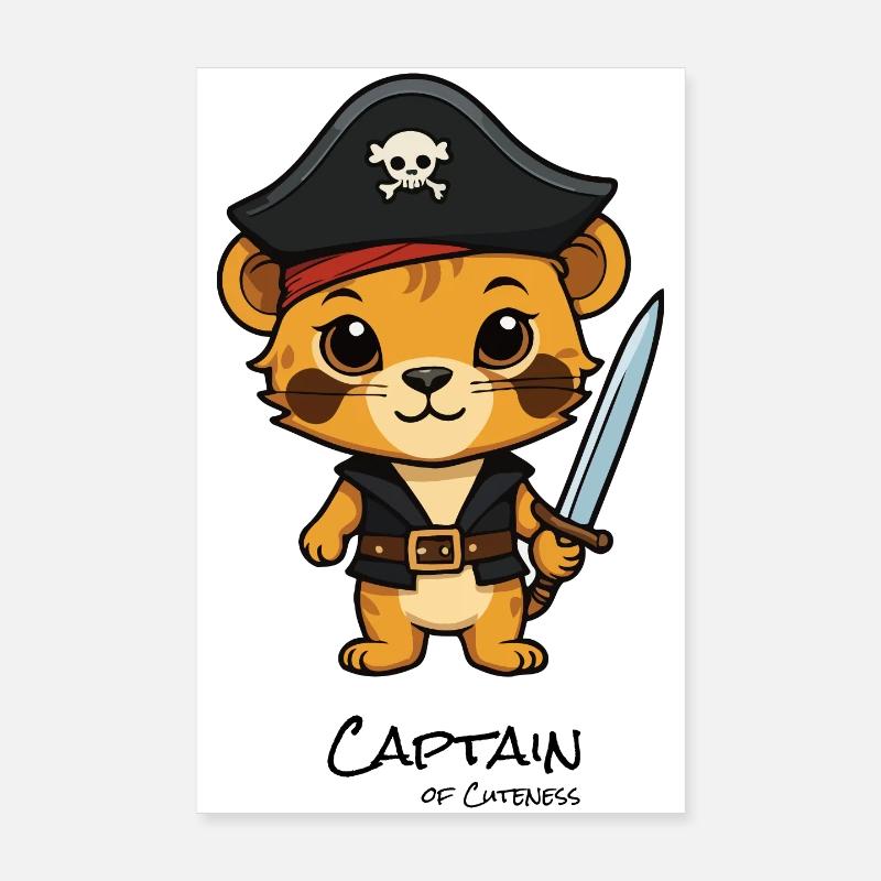Chaton pirate avec un sabre Poster 20 x 30 cm