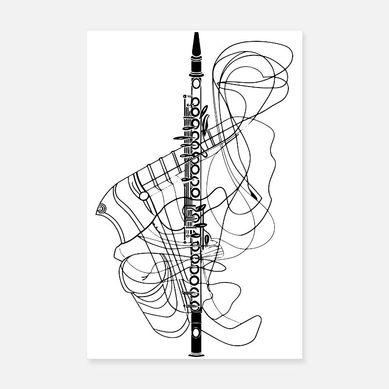 Flute Sketch Poster 8" x 12" (20x30 cm)