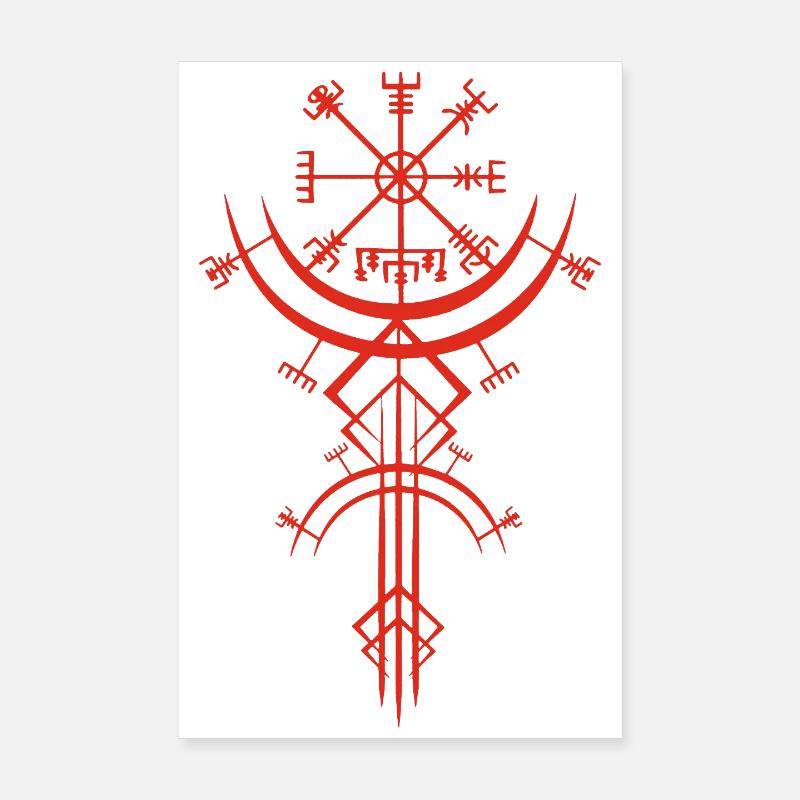 Rotes Symbol eines Wikinger-Kompasses Poster 20x30 cm