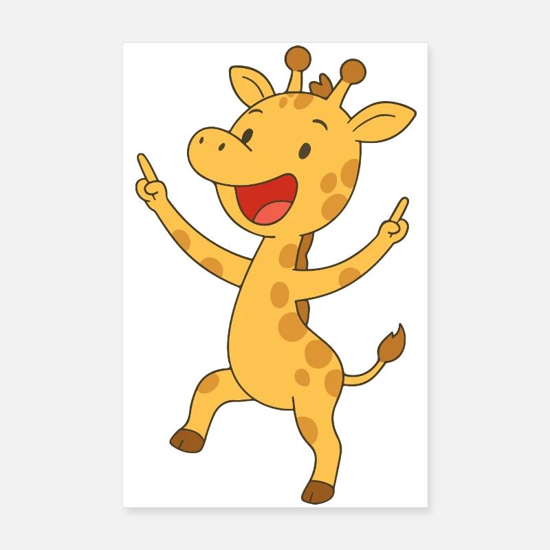 Girafe de bonne humeur - Poster 20 x 30 cm - blanc